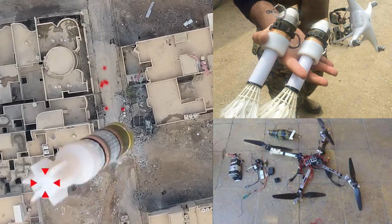 Самодельные дроны ИГИЛ*, созданные на основе коммерческих DJI квадрокоптеров, 2017 г.